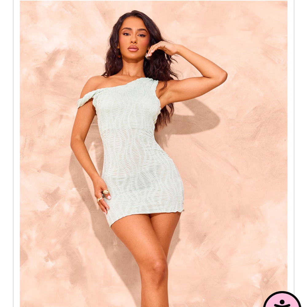 Ribbed One Shoulder Cocktail Dress